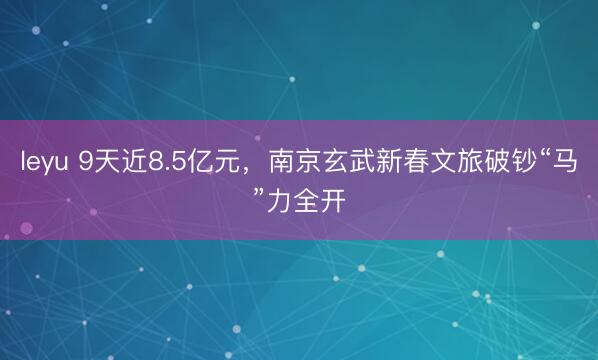 leyu 9天近8.5亿元，南京玄武新春文旅破钞“马”力全开